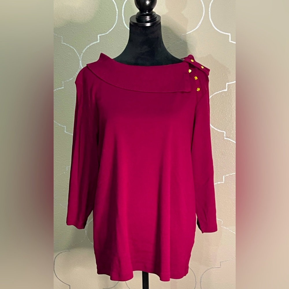Karen Scott Maroon Sweater 2X